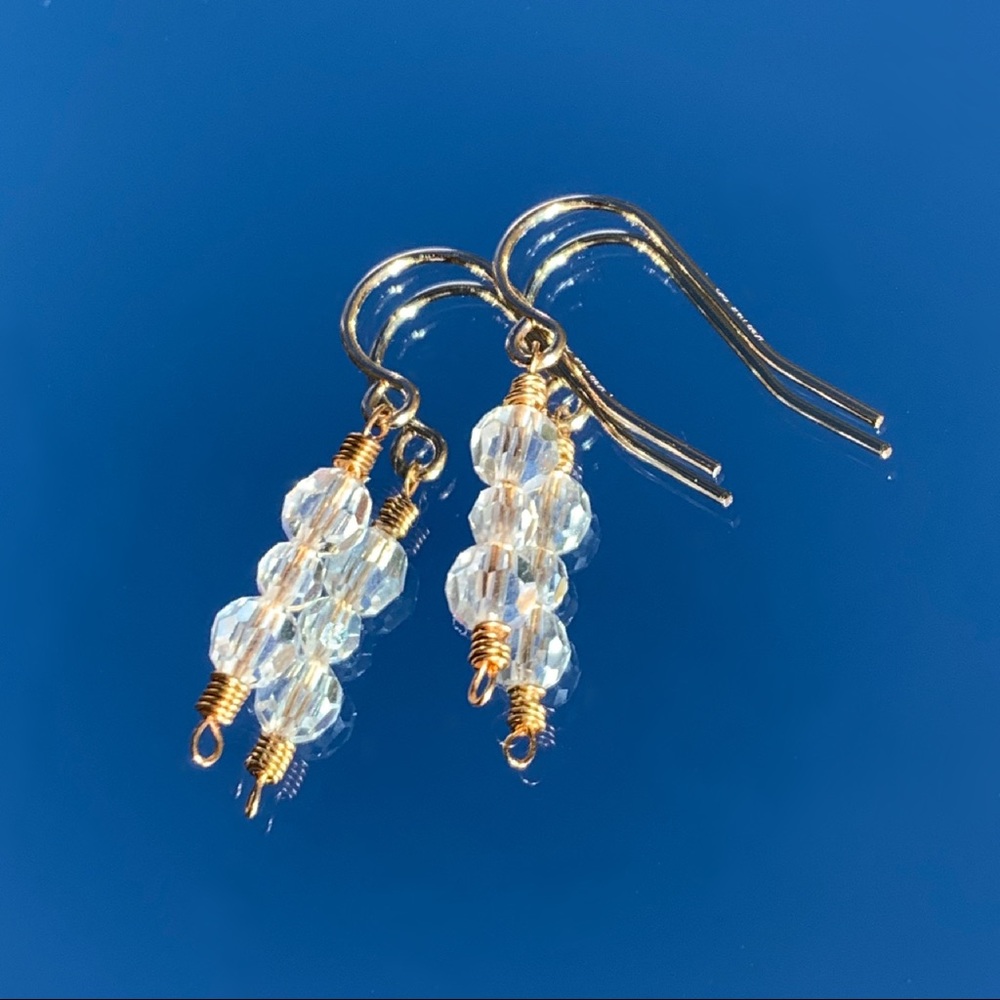 clear crystal pea pod earrings